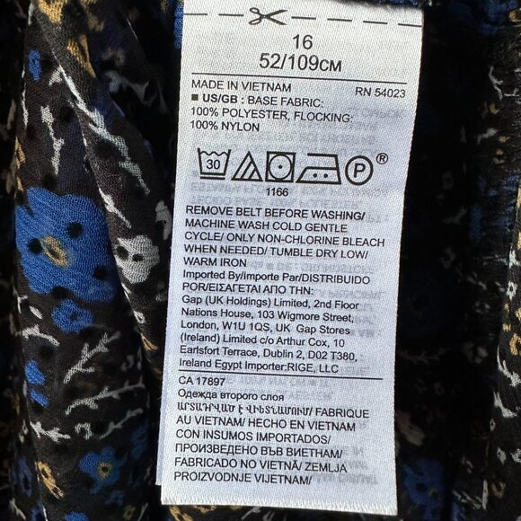 NWT Banana Republic Black/Blue Floral Velvet Dot Maxi Dress in Women's 16 - Picture 16 of 16